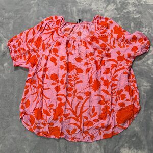 Talbots Pink & Orange Floral Blouse